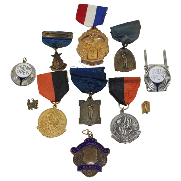 Eleven (11) Various Medals, Pins, Ribbons, Medallions inc. Cleveland Open, Kenwood, NWIB & more