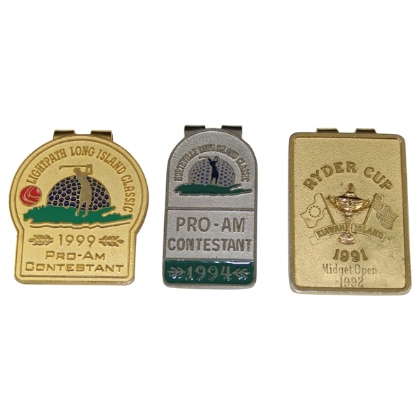 Three (3) Contestant Badges - 1994 & 1999 Long Island Pro-Am & 1991 RC/1992 Midget Open