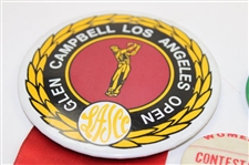Eight (8) Various Contestant Ribbons & Badges inc. PGA Championship, Glen Campbell Open & more