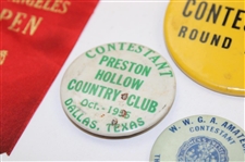 Eight (8) Various Contestant Ribbons & Badges inc. PGA Championship, Glen Campbell Open & more