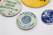 Eight (8) Various Contestant Ribbons & Badges inc. PGA Championship, Glen Campbell Open & more