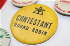 Eight (8) Various Contestant Ribbons & Badges inc. PGA Championship, Glen Campbell Open & more