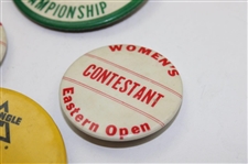 Eight (8) Various Contestant Ribbons & Badges inc. PGA Championship, Glen Campbell Open & more