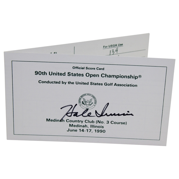 Hale Irwin Signed Facsimile 1990 U. S. Open at Medinah Scorecard JSA ALOA