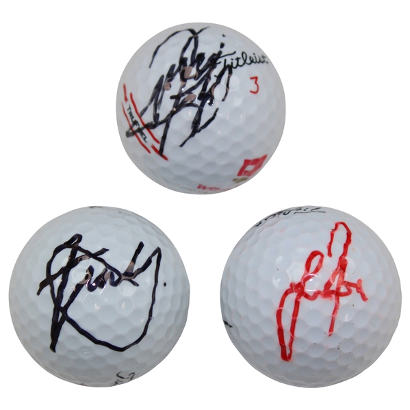 Xander Schauffele, Justin Rose & Rickie Fowler Signed Golf Balls JSA ALOA
