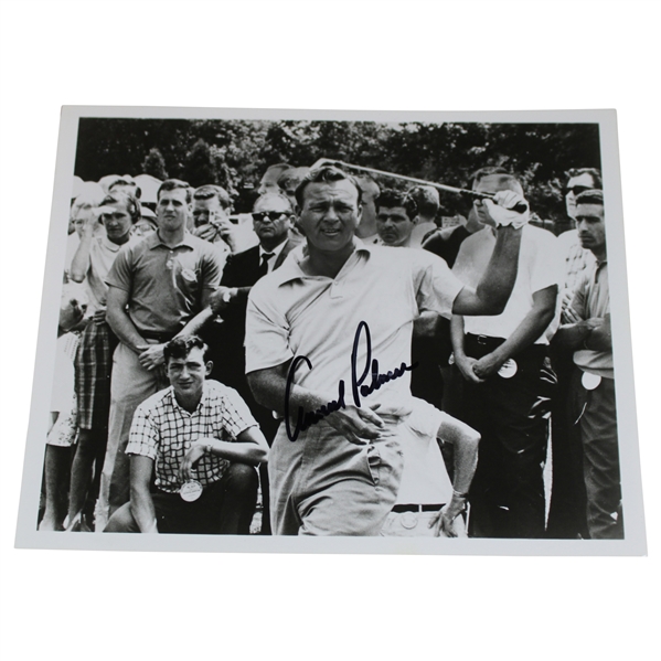 Arnold Palmer Signed Post-Swing Black & White Photo JSA ALOA