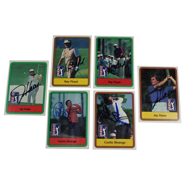Curtis Strange (x2), Jay Haas (x2) & Ray Floyd (x2) Signed 1981 & 1982 Donruss Cards JSA ALOA