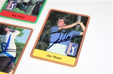 Curtis Strange (x2), Jay Haas (x2) & Ray Floyd (x2) Signed 1981 & 1982 Donruss Cards JSA ALOA