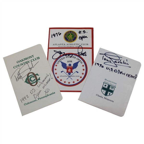 Tony Jacklin, Jerry Pate & Patty Sheehan Signed Hazeltine, AAC & Oakmont Scorecards JSA ALOA 