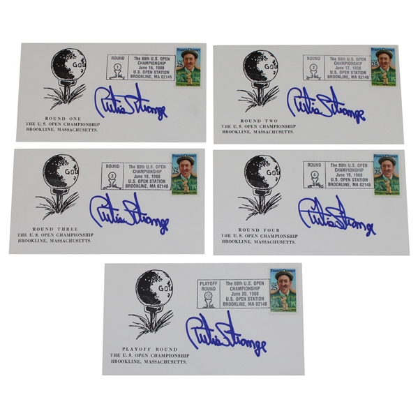 Curtis Strange Signed 1988 US Open at Brookline FDCs - One For Each Round JSA ALOA