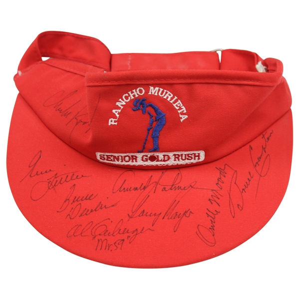 Palmer, Player & (6) Others Signed Rancho Murieta Senior Gold Rush Red Visor JSA ALOA