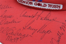 Palmer, Player & (6) Others Signed Rancho Murieta Senior Gold Rush Red Visor JSA ALOA