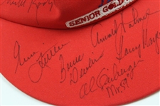 Palmer, Player & (6) Others Signed Rancho Murieta Senior Gold Rush Red Visor JSA ALOA