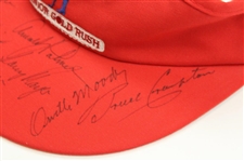 Palmer, Player & (6) Others Signed Rancho Murieta Senior Gold Rush Red Visor JSA ALOA