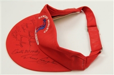 Palmer, Player & (6) Others Signed Rancho Murieta Senior Gold Rush Red Visor JSA ALOA