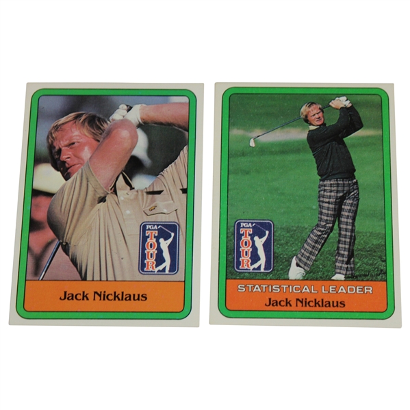 Two (2) Jack Nicklaus 1981 PGA Donruss Rookie & Statistical Leader Cards