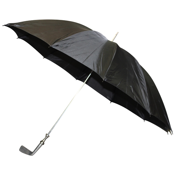 Royal Golf Club Black Umbrella Walking Stick & Silver Plated Putter w/Zipper Leather Sheath Protector