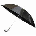 Royal Golf Club Black Umbrella Walking Stick & Silver Plated Putter w/Zipper Leather Sheath Protector