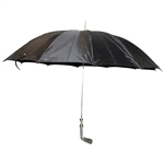 Royal Golf Club Black Umbrella Walking Stick & Silver Plated Putter w/Zipper Leather Sheath Protector