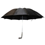 Royal Golf Club Black Umbrella Walking Stick & Silver Plated Putter w/Zipper Leather Sheath Protector