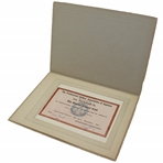 Joe Kirkwoods 1962 PGA of America Quarter Century Club Certificate 