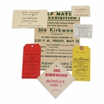 Four (4) c.1950s Joe Kirkwood Exhibition Advertisement Pieces, Two (2) Tickets To Various Events & Tag 