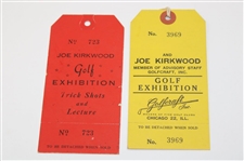 Four (4) c.1950's Joe Kirkwood Exhibition Advertisement Pieces, Two (2) Tickets To Various Events & Tag 