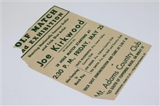 Four (4) c.1950's Joe Kirkwood Exhibition Advertisement Pieces, Two (2) Tickets To Various Events & Tag 