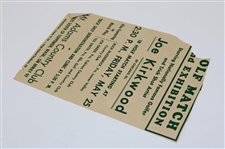 Four (4) c.1950's Joe Kirkwood Exhibition Advertisement Pieces, Two (2) Tickets To Various Events & Tag 