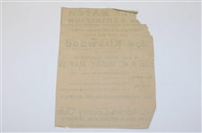 Four (4) c.1950's Joe Kirkwood Exhibition Advertisement Pieces, Two (2) Tickets To Various Events & Tag 