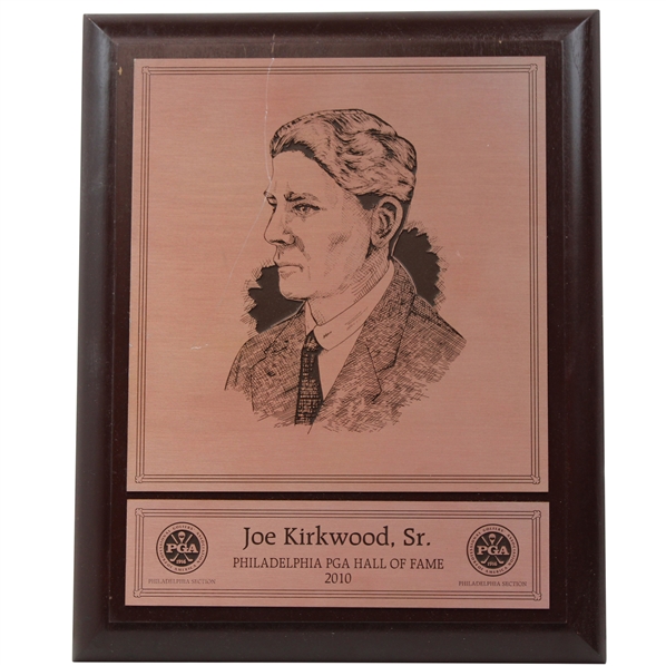 Joe Kirkwood Sr. 2010 Philadelphia PGA Hall Of Fame Plaque