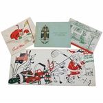 Four (4) Joe Kirkwood Golf Christmas Cards Incl. Original Artwork
