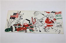 Four (4) Joe Kirkwood Golf Christmas Cards Incl. Original Artwork