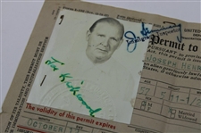 Joe Kirkwood Sr's Signed 1955 Permit To Reenter The United States w/ Photo