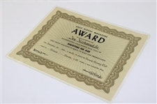 Joe Kirkwood Sr. 1961 Golf Digest Magazine Shooting His Age Award Certificate
