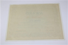 Joe Kirkwood Sr. 1961 Golf Digest Magazine Shooting His Age Award Certificate
