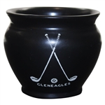 Gleneagles Decorative Hand Painted Small Black Shelley Vase w/Crossed Clubs & Ball