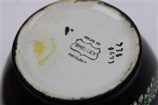 Gleneagles Decorative Hand Painted Small Black Shelley Vase w/Crossed Clubs & Ball