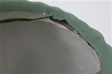 Ceramic Green Vase Featuring Golfer, Caddy & Swing Sequence w/Damaged Interior Rim