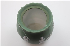 Ceramic Green Vase Featuring Golfer, Caddy & Swing Sequence w/Damaged Interior Rim