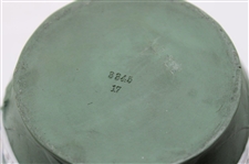 Ceramic Green Vase Featuring Golfer, Caddy & Swing Sequence w/Damaged Interior Rim