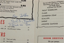 Nicklaus, Palmer, Snead & 30+ Signed Menu from 1965 Carling World Open JSA ALOA