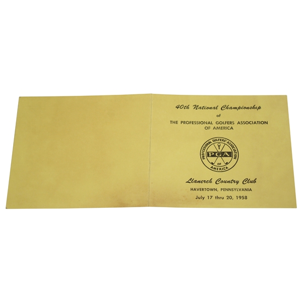 1958 PGA Championship at Llanerch Country Club Official Press Scorecard