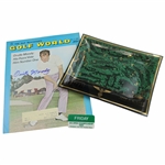 Orville Moody Signed Dec 1969 Golf World Magazine w/1969 US Open Dish & Friday Badge JSA ALOA