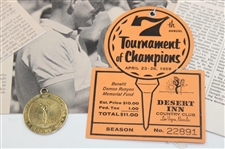Gene Littler & Al Beselnick Signed Photos & Article w/1959 ToC Badge & Contestant Medal JSA ALOA