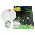Billy Casper Signed 1966 SI Magazine w/US Open Badge & Olympic Club Dish JSA ALOA