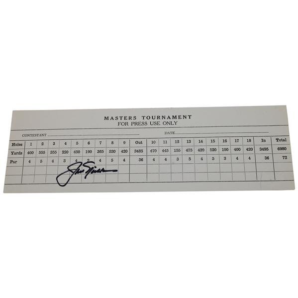 Jack Nicklaus Signed Masters Tournament For Press Use Only Scorecard JSA #AU49386