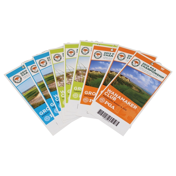 Nine (9) 2012 PGA Championship Mon, Tues & Wed Grounds/Wanamaker Club Tickets - McIlroy Winner