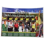 Jack Nicklaus Signed Jacks Six Green Jackets Poster JSA #AU49381