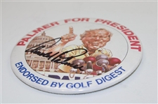 Arnold Palmer Signed Palmer For President Endorsed by Golf Digest Button JSA ALOA